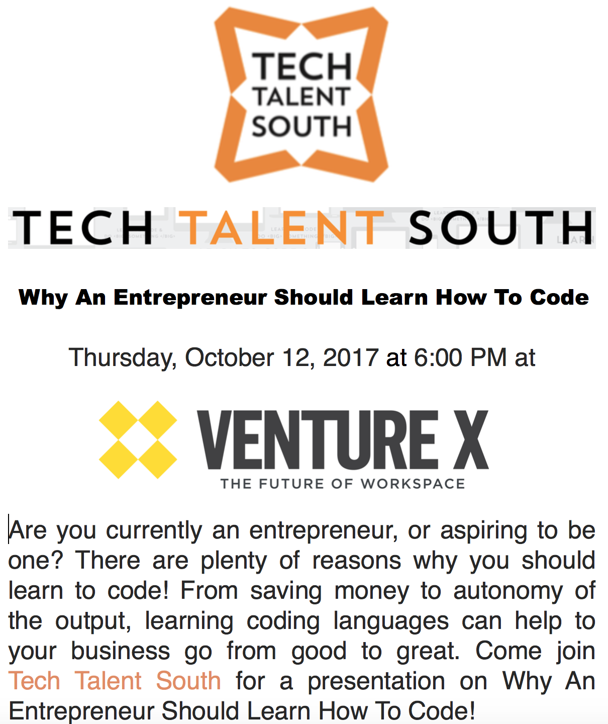 Tech Talent South - Why An Entrepreneur Should Learn How To Code